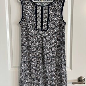 Max Studio Navy and White Midi Dress